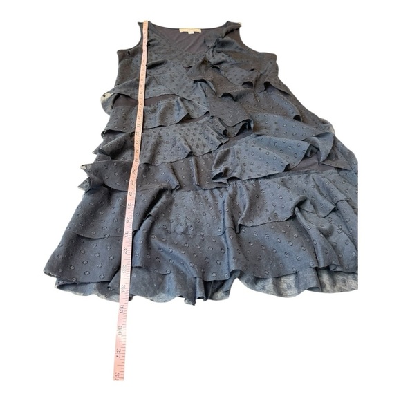 Ann Taylor Loft Swiss Dot Tier Sleeveless Ruffle Dress in Midnight Navy Size 8 - Picture 8 of 13